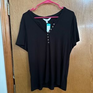 NWT Market & Spruce Ribbed Black Short Sleeve Henley Shirt